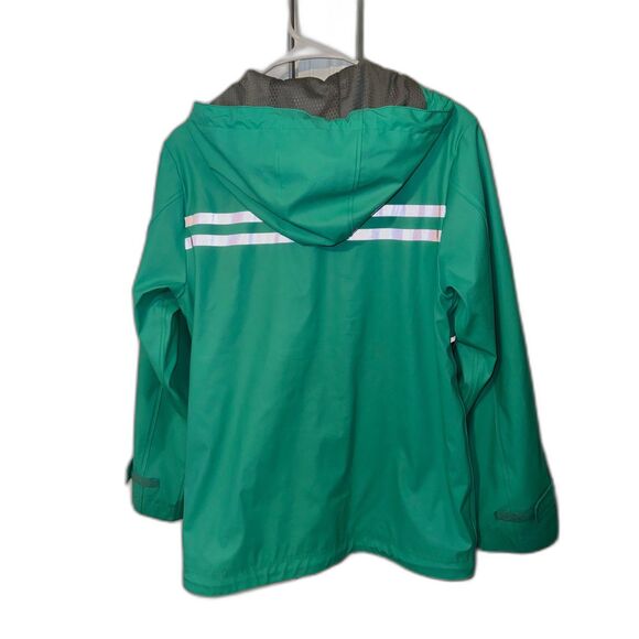 Girly Girl Originals Mint Rain Coat with Reflective Stripes Over Sized Sz S - Picture 7 of 12